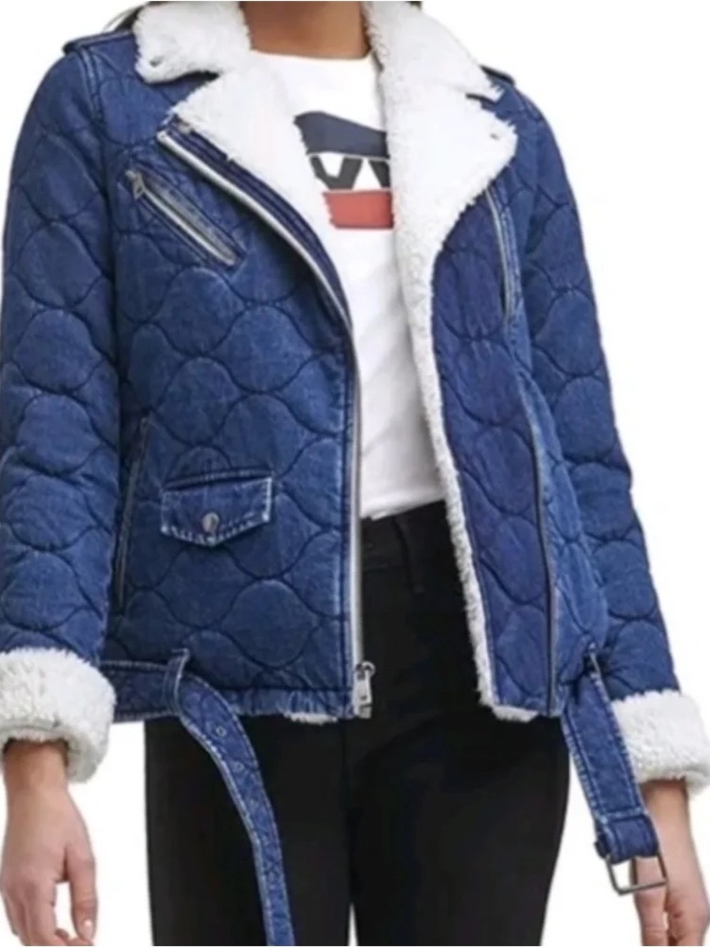 Levi’s Quilted Denim Sherpa Moto Jacket